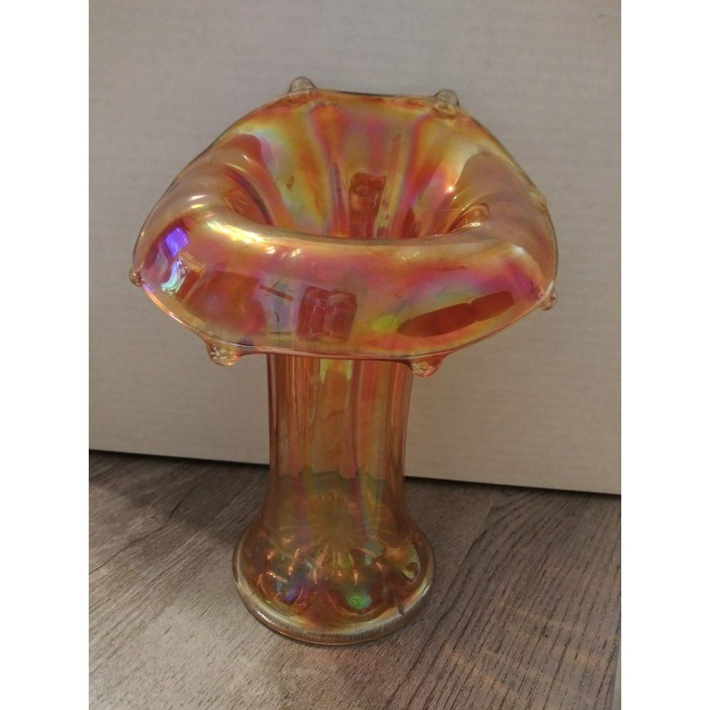 Westmoreland Glass Colonial Line Amber Peach Jack-in-The Pulpit Tulip Vase